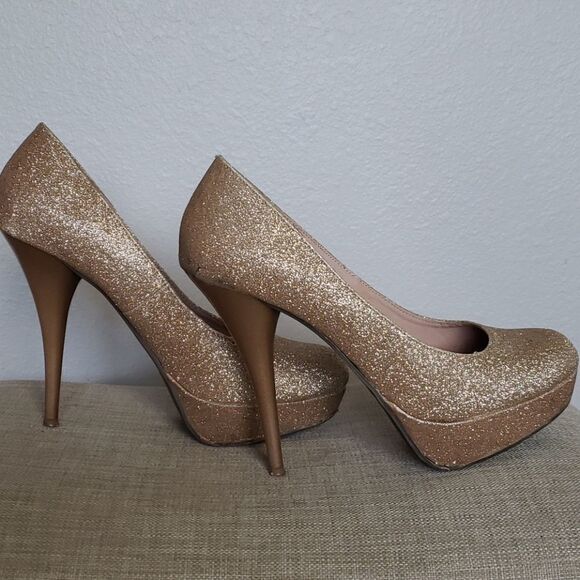 Gold Glitter Platform Heels  - Picture 5 of 8